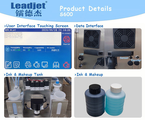 Máquina de impressão da data de expiração e do número de grupo, impressora a jato de tinta de Leadjet para sacos de plástico